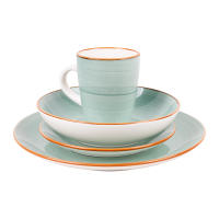 Cofan Vajilla de cerámica color verde agua pintada a mano | Set de 16 piezas | Apta para lavavajillas, microondas y horno - details 1