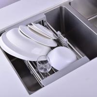 Estante De Cocina Retráctil Y Ajustable En Acero Inoxidable Rieles Para Fregadero Multiusos Para Verduras Frutas Y Platos - details 4
