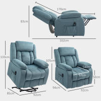 HOMCOM Sillón Relax Reclinable Eléctrico Sillón Levanta Personas con Mando a Distancia Reposapiés y Bolsillos Laterales Sillón Elevador para Salón Dormitorio Azul - details 2