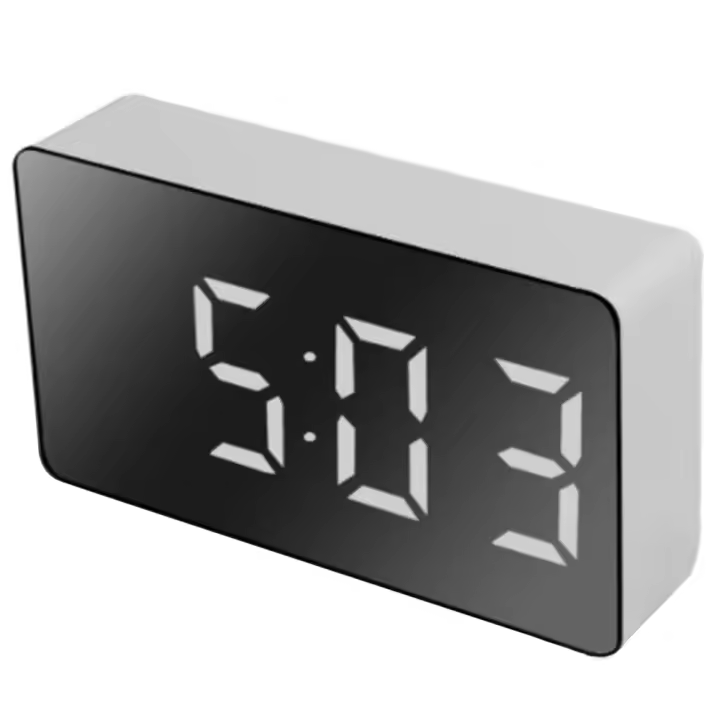 Reloj de espejo multifuncional LED, alarma Digital, Snooze, hora de visualización, luz LCD nocturna, USB de escritorio, 5V/sin batería, decoración del hogar - 1