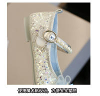 Sandalias Para Niñas De Cuero Glitón Y Diamantes Con Lazo Azul Y Rosa Antideslizantes Tallas 3-12 Años Zapatos Sencillos Para Bebés - details 4