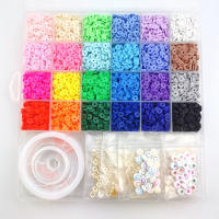 Kit De Joyería DIY Con 6000 Pcs De Bolas De Arcilla Polimérica De 6mm En 24 Colores Con Colgantes Y Cuerdas Elásticas - details 3