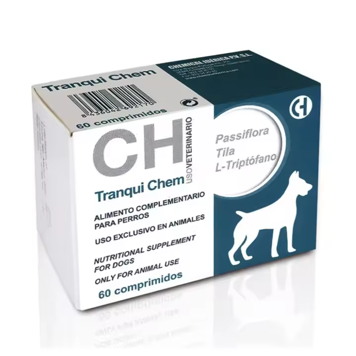 Tranqui Chem 60 comprimidos suplemento natural que ayuda a calmar el estrés, la ansiedad y la hiperactividad en perros Chemical Ibérica - 1