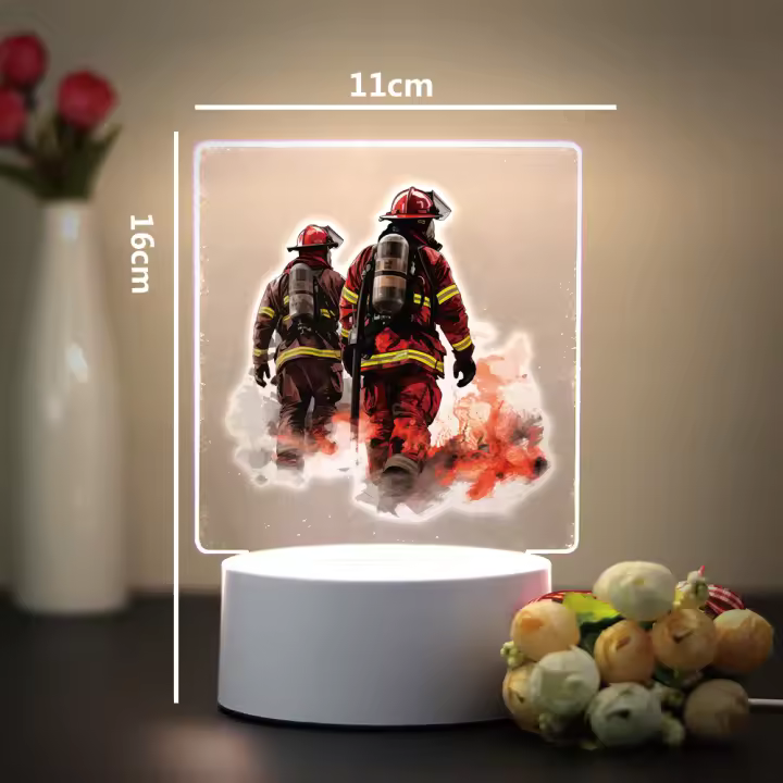 Lámpara De Mesa LED Creativa Para Bomberos Luz Nocturna De Acrílico Cambio De Color Regalo 3D Iluminación Nocturna - 1