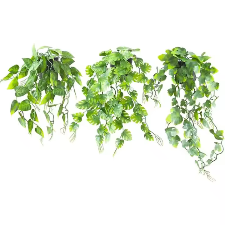 3 Piezas Plantas Artificiales on Macetas 40cm 42cm 50cm Decoración de Plantas Artificiales de Plástico Plantas Caídas Artificiales with Maceta para Jardín Hogar Decoración Interior y Exterior - 1