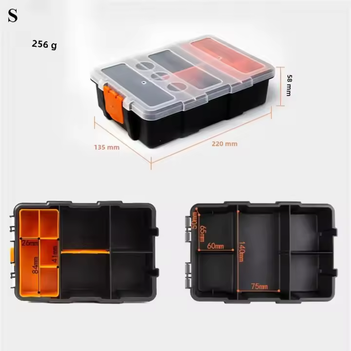 Caja De Herramientas Portátil De Plástico Para Almacenamiento De Piezas Combinación De Grillas Caja De Almacenamiento De Tornillos Y Reparación De Herramientas - 1