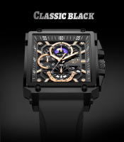 Reloj De Cuarzo Deportivo LIGE Para Hombres Con Correa De Silicona Y Dial Cuadrado Resistente Al Agua Y Al Choque Con Fechas Y Fase Lunar - details 17