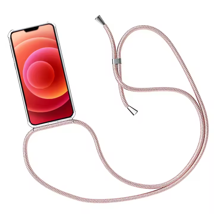 Niucom funda transparente con cordón para iPhone 12 11 XR XS carcasa con cuerda para colgar móvil protección antigolpes y caídas, correa ajustable al hombro - 1