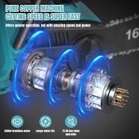 3500W Motosierra eléctrica sin escobillas, herramienta de poda inalámbrica para carpintería, cortador de jardín de mano para batería Makita,16 pulgadas - details 1