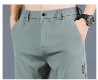 Pantalones Casuales Para Hombre Verano 2024 Estilo Coreano Elásticos Rectos Ajustados Cómodos Trajes Negocios Verde Militar - details 30