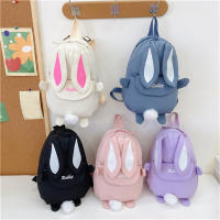 Mochila Personalizada Kawaii Con Orejas De Conejo Y Colgante De Oso Peluche Para Niñas Escolar Con Cierre De Cremallera Material Nylon Y Poliéster - details 1