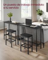 Conjunto de mesa y taburetes de bar estilo industrial, mesa alta de cocina, 2 taburetes, marco de acero resistente, diseño compacto y elegante para espacios reducidos, color gris melange o negro ébano - details 10