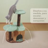Cature, Torre Rascador para Gatos, 5 Niveles, Casitas y Plataformas, 45*55*66 cm, Gris y Blanco - details 1