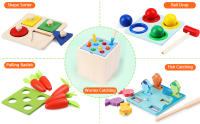 Juguete Montessori De Madera Kit De Juego Para Desarrollo Temprano En Edad De 3-6 Años Sorteo De Formas Y Caída De Bolas Caja De Permanencia De Objetos Con Monedas Y Zanahorias Para Niños Pequeños - details 1
