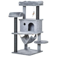 PawHut Árbol Rascador para Gatos Torre para Gatos 107 cm con Cueva de Fieltro Desmontable Hamaca Camas de Felpa Múltiples Plataformas Postes de Sisal y Juguetes Gris - details 0