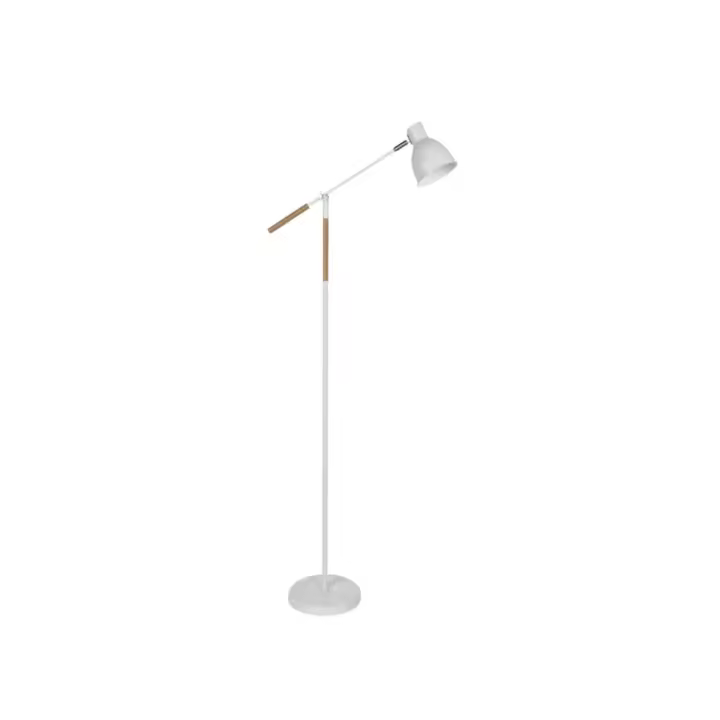 Lámpara de Pie FABRILAMP, Diseño Moderno, Blanco/haya, Orientable y Articulable - 1