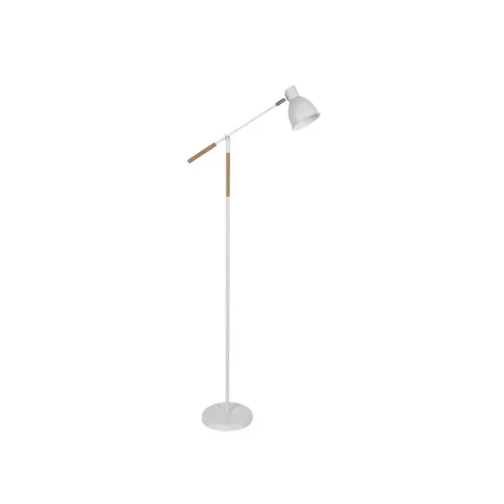 Lámpara de Pie FABRILAMP, Diseño Moderno, Blanco/haya, Orientable y Articulable - 1