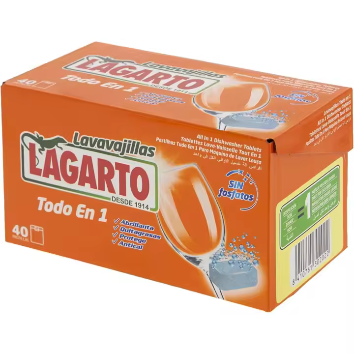 Lavavajillas En Pasta Todo En Uno – Caja De Pastillas Lavavajillas Lagarto – Todo En 1 Lavavajillas En Pasta Todo En Uno – Pastillas Lavavajillas Todo En 1 Sin Fosfatos - 40 Pastillas - LAGARTO. - 1