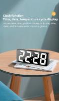 Reloj De Alarma Digital Con Control De Voz Temperatura Fecha 2 Alaramas Modo Nocturno USB Reloj De Mesa 12/24H LED Siempre Encendido - details 9