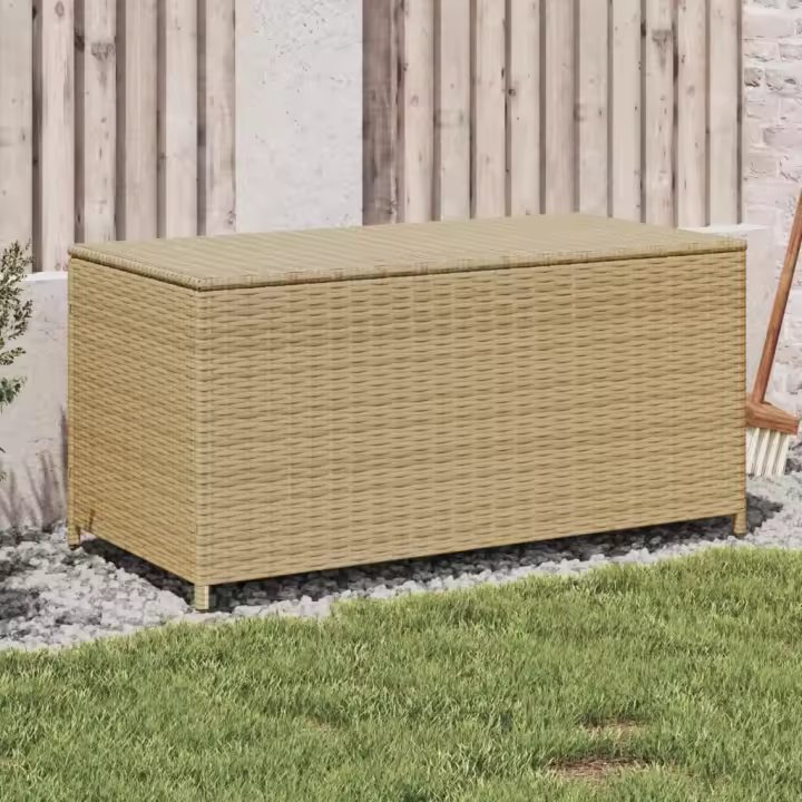 vidaXL Caja de almacenaje jardín ratán sintético 100x50x50 cm en color Marrón/Negro/Gris y más - 1