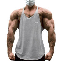 Camiseta Deportiva Hombre Sin Mangas Algodón Transpirable Estampado Cruzado Para Gimnasio Y Correr Top De Entrenamiento Fitness Con Dorsal Y - details 5