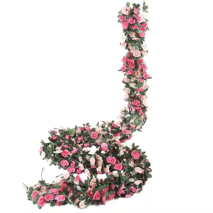 5 Pack 2,45 m Guirnalda de Rosas Artificiales Flores Colgando Flores De Seda Colgante Al Aire Libre Flores Artificiales Deco para Boda Arco Dormitorio Pared Decoración - 1