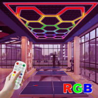 Lalumia  Lámpara 14pcw  Hexagonals LED para Garaje/Gimnasio - Panel Techo Modular con Luz RGB + Blanco, Diseño Honeycomb   Luces LED para Estación de Lavado de Autos - details 2