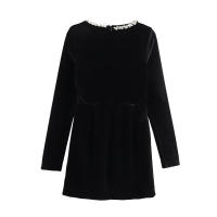 Vestido Negro Pequeño De Moda 2024 Para Mujer Con Cintura Francesa Y Detales De Perlas Vestido De Veludo Largo Manga Cerrada Casual - details 4