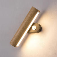 Lámpara De Pared De Madera Rotativa Para Decoración Nórdica conInterruptor Luz LED Moderna Para Dormitorio Sala De Estar Estudio Material Madera Y Metal - details 5