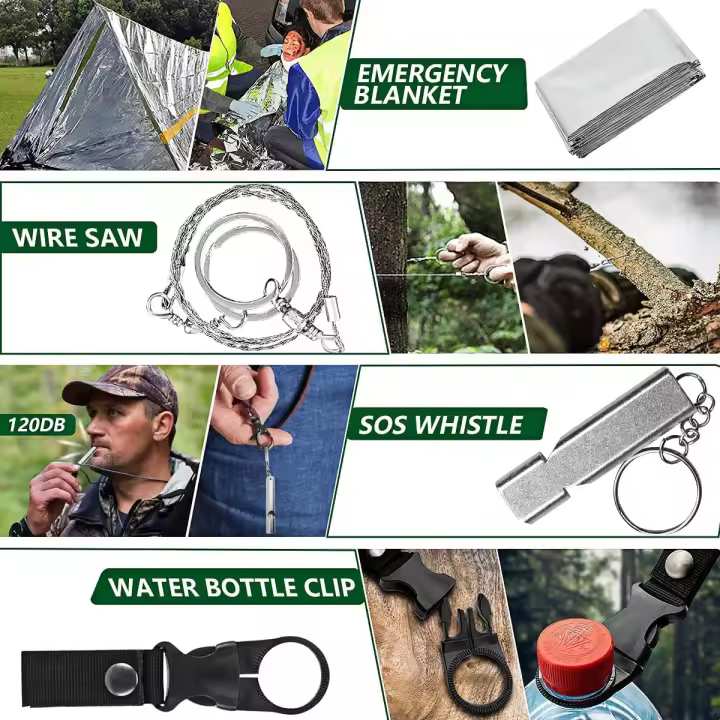 Survival kit emergency tactical gear for outdoor camping, hiking, hunting, travel, and fishing, gifts for fathers, men, husbands, and sons. - 1