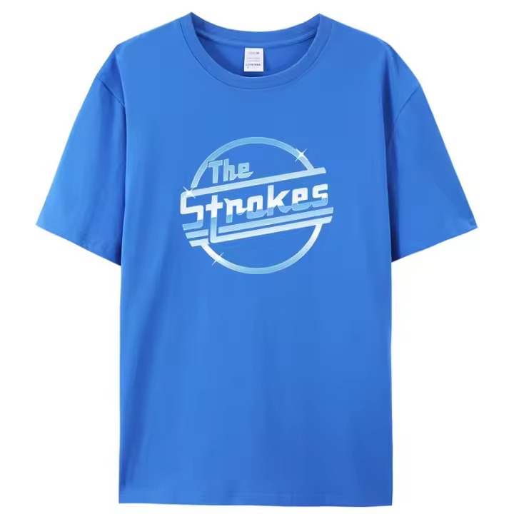 Camiseta De Algodón Para Hombre Estampado De La Banda Indie Rock the Strokes Verano Manga Corta Tallas Grandes Color Negro Top Casual - 1