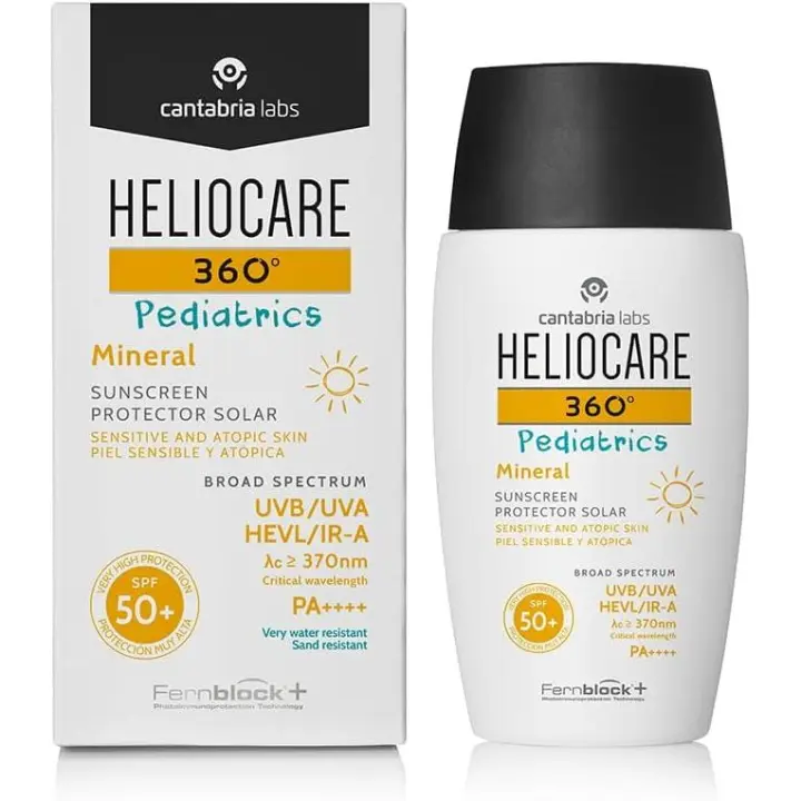 Heliocare 360º Pediatrics Mineral SPF 50+ - Crema Solar para Cara y Cuerpo de Niños y Bebés, Fluida y Filtros 100% Minerales, Pieles Sensibles o Atópicas, 50ml - 1