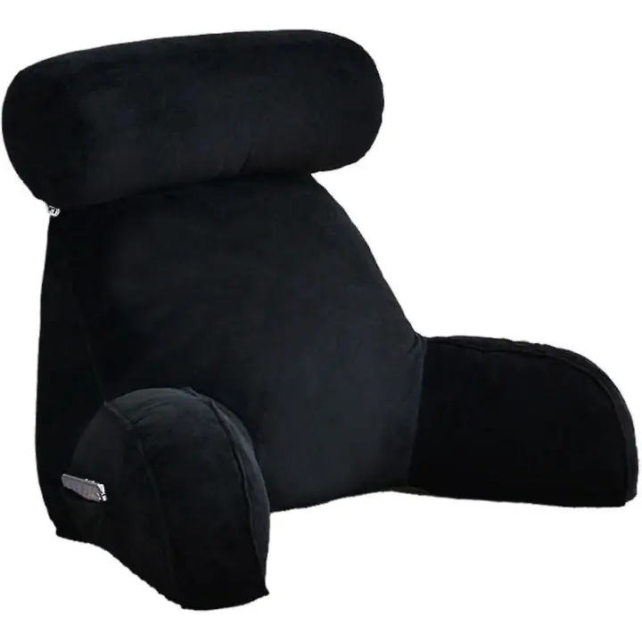 Reading Pillow, Backrest Pillow,back Rest Pillow For Sitting In Bed,large Adult Backrest With Arms,side Pockets, Detachable Neck Roll For Reading/watc，75*40*40cm - 1