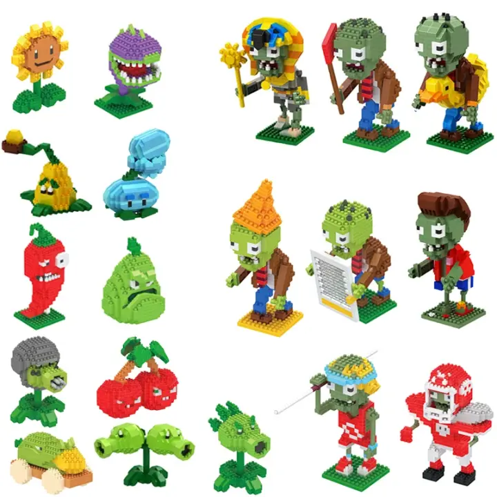 Juguetes De Bloques De Construcción Plants Vs Zombies 2 Personajes Del Videojuego Regalo Para Niños Con Planta Peashooter Y Girasol - 1