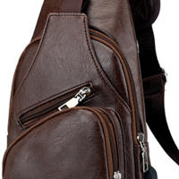 Bolso de hombro para hombre, recargable por USB, sencillo, moderno, type Bandolera, para el pecho, para Novio, Padre, Talla única, marron Oscuro, Talla única - details 4