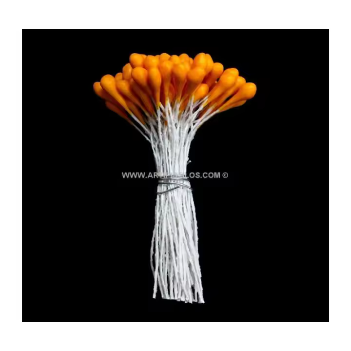 Paquete de 90 Pistilos 5mm Mate Tallo de Alambre Forrados con Hilo de Algodón - 1