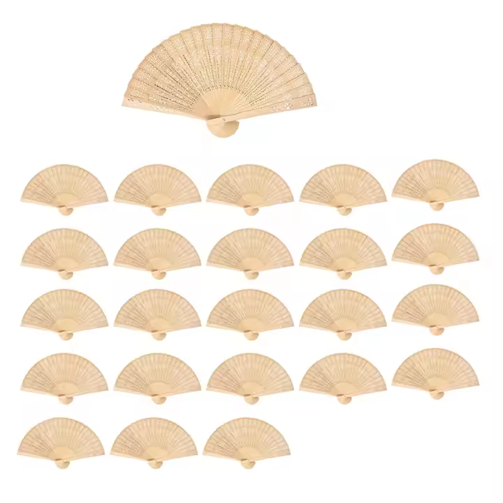 Abanico de mano de madera, abanico plegable de mano con bolsas de regalo, recuerdos de boda (paquete de 24) - 1