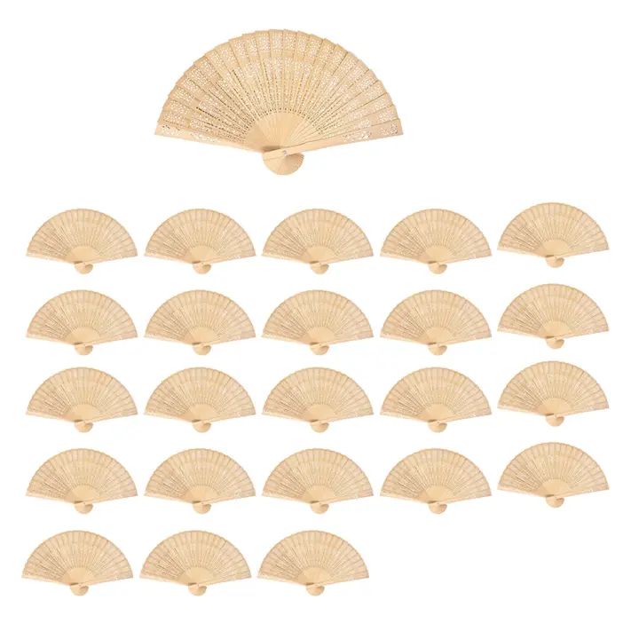 Abanico de mano de madera, abanico plegable de mano con bolsas de regalo, recuerdos de boda (paquete de 24) - 1