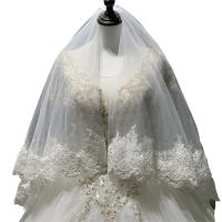 Velo De Novia De 2 Niveles Con Comb Largo Hasta El Final De Los Dedos Vinoprom Material De Poliéster Fibra De Bambú Origen Jiangsu China - details 0