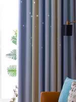 Cortinas Para Niños Con Estampado De Estrellas En Azul Rosa Y Negro Bloqueo De Luz Con Grommets Antiguos Tratamiento De Ventana Moderno 1 Panel - details 3