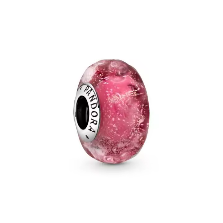Charm  Pandora de Cristal de Murano Rosa Fantasía Ondulado 798872C00 - 1