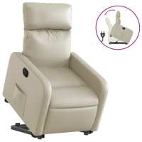 Sillón reclinable elevable cuero sintético Negro, Crema, Marrón Sillon Dormitorio Sillon Comodos Silla Relax Sillón Sofá - details 1
