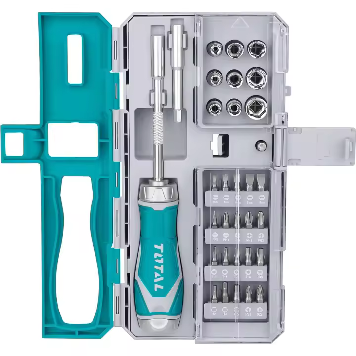 Total Tools Destornillador con punteras y llaves intercambiables 33 Piezas TACSD30336 - 1