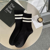 Calcetines De Mujer Estilo Preppy Japonés Moda Otoño Nuevos Color Caramelo Calcetines Deportivos Algodón Crew Estilo Casual Rayados - details 2