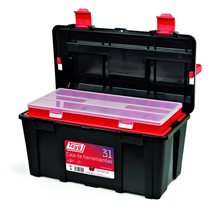 Tayg Caja Herramientas Plástico N32 con Bandeja Roja - 480x258x255mm - 1
