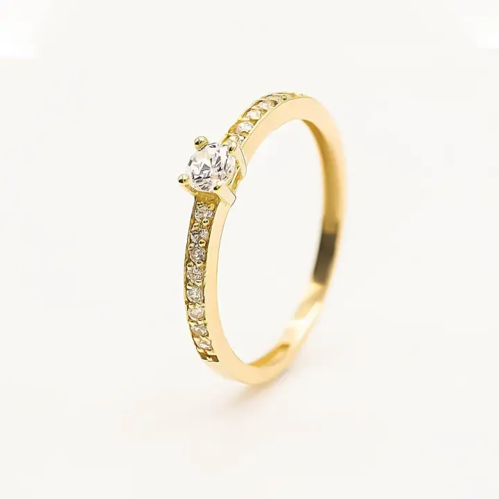 MB-00985 - Anillo de oro 18k con 1 circonita central y 16 circonitas laterales Oro Amarillo de 18kt. (750mm) Anillo Joyas Mujer - 1