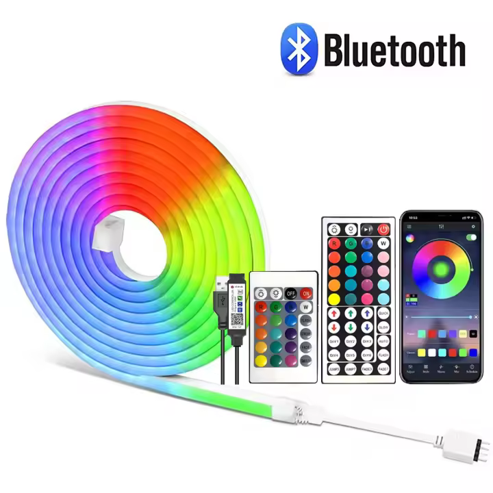 Tira LED Neón RGB 5V USB Impermeable Con Control Remoto De 44 Teclas Y App Para Decoración De Hogar Luz Flexible De 1M 2M 3M 4M 5M - 1