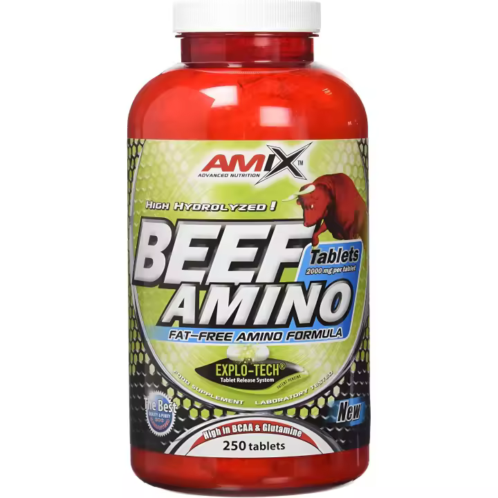 Beef Amino 250 Tabletas  Suplemento de Aminoácidos de Proteína de Carne de Vacuno Hidrolizada  AMIX NUTRITION - 1