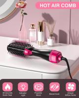 Secador de pelo Cepillo Secador de pelo Cepillo en uno 4 en 1 Herramientas de peinado Secador de pelo y Styler Volumizer Cepillo de aire caliente para secar Alisar Rizar E3,cepillo de aire caliente para alisar, rizar, secar, salón, One Step Styling Tools - details 1