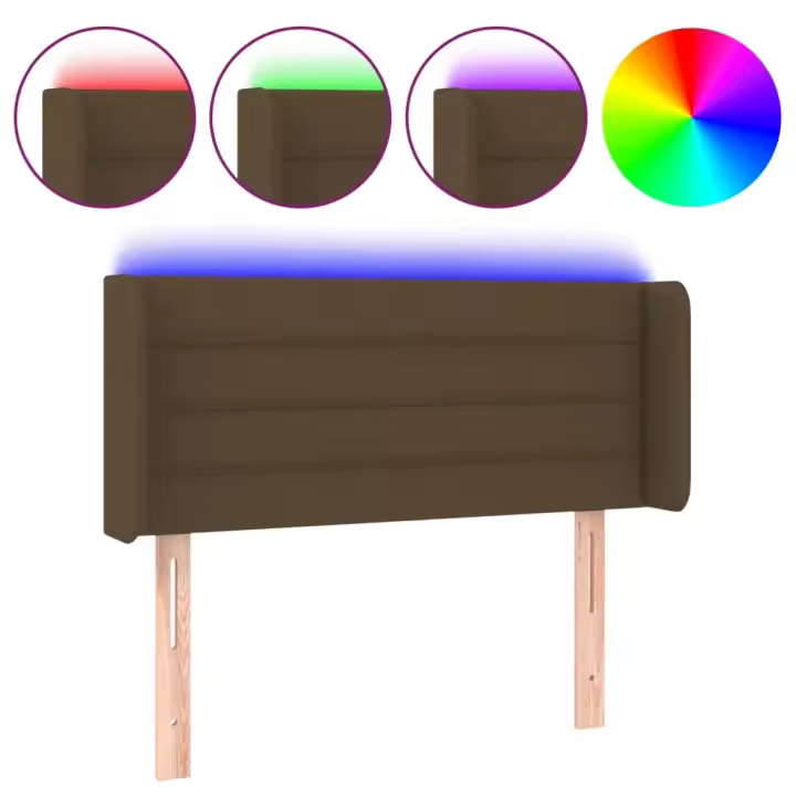 vidaXL Cabecero con LED de tela marrón oscuro 83x16x78/88 cm - 1